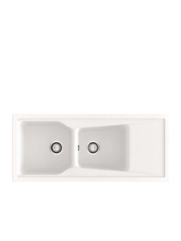 Poalgi - fregadero 118x51 cm city blanco - 2 cubetas + escurridor