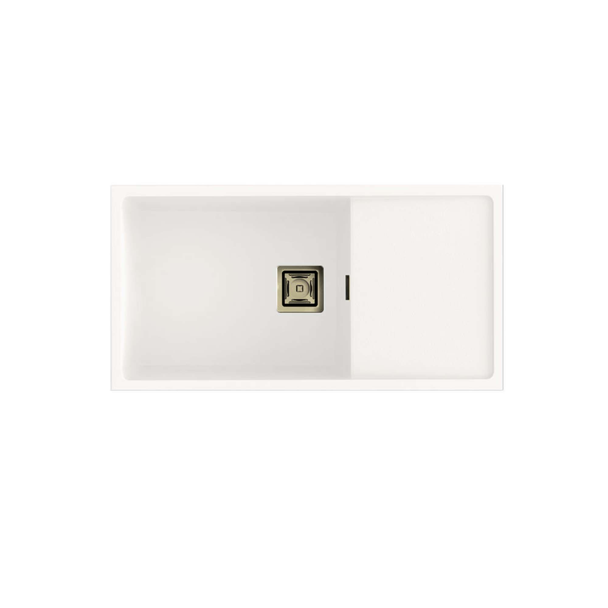 Poalgi - cubeta escurridor de granito 81x40 cm zie blanco - válvula oro