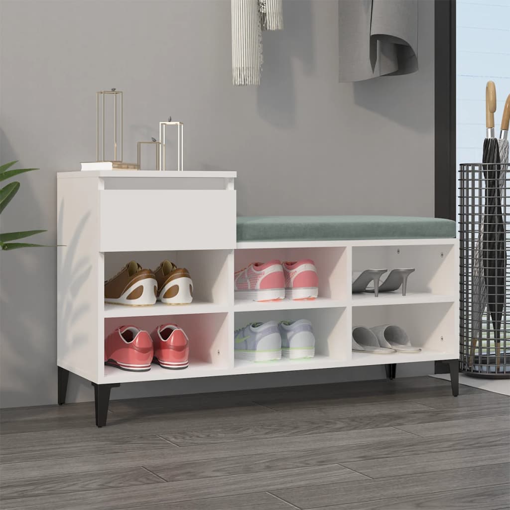 Mueble zapatero madera contrachapada blanco 102x36x60 cm esxt2334