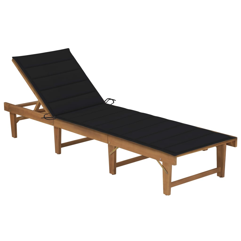 vidaXL tumbona plegable con cojín madera maciza de acacia