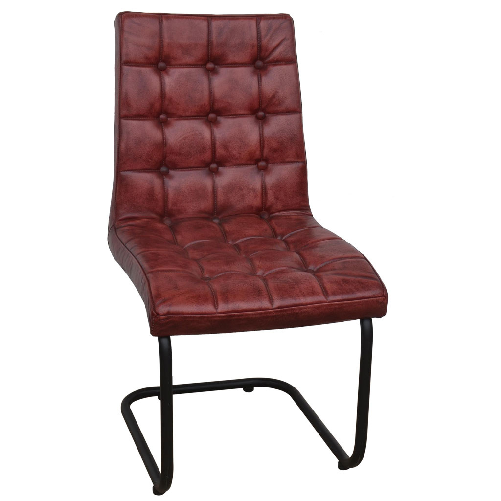 Silla tapizada en piel marrón 41x50x94h cm
