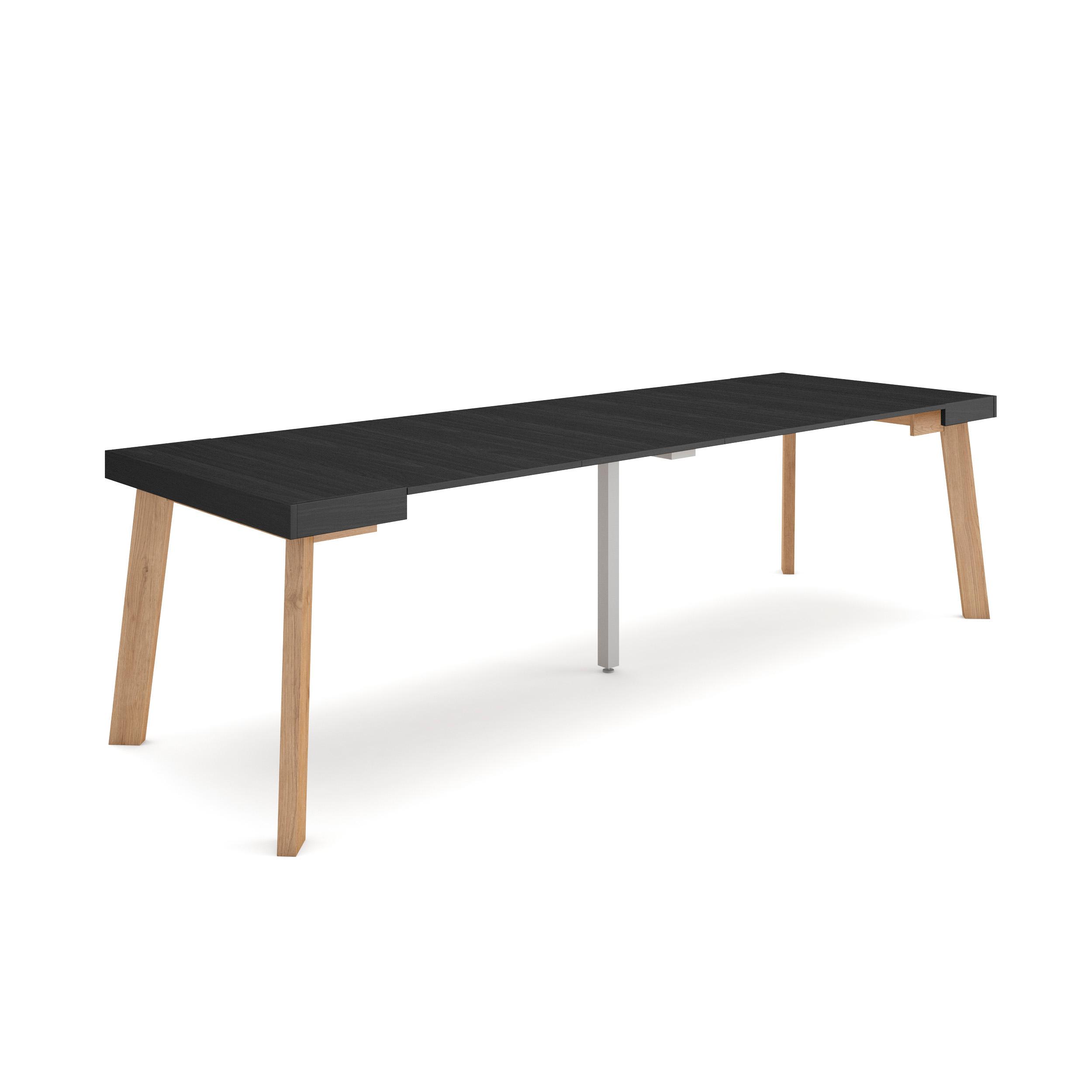 Mesa consola extensible, 58/262x90x73cm, negro, patas de madera rf3091