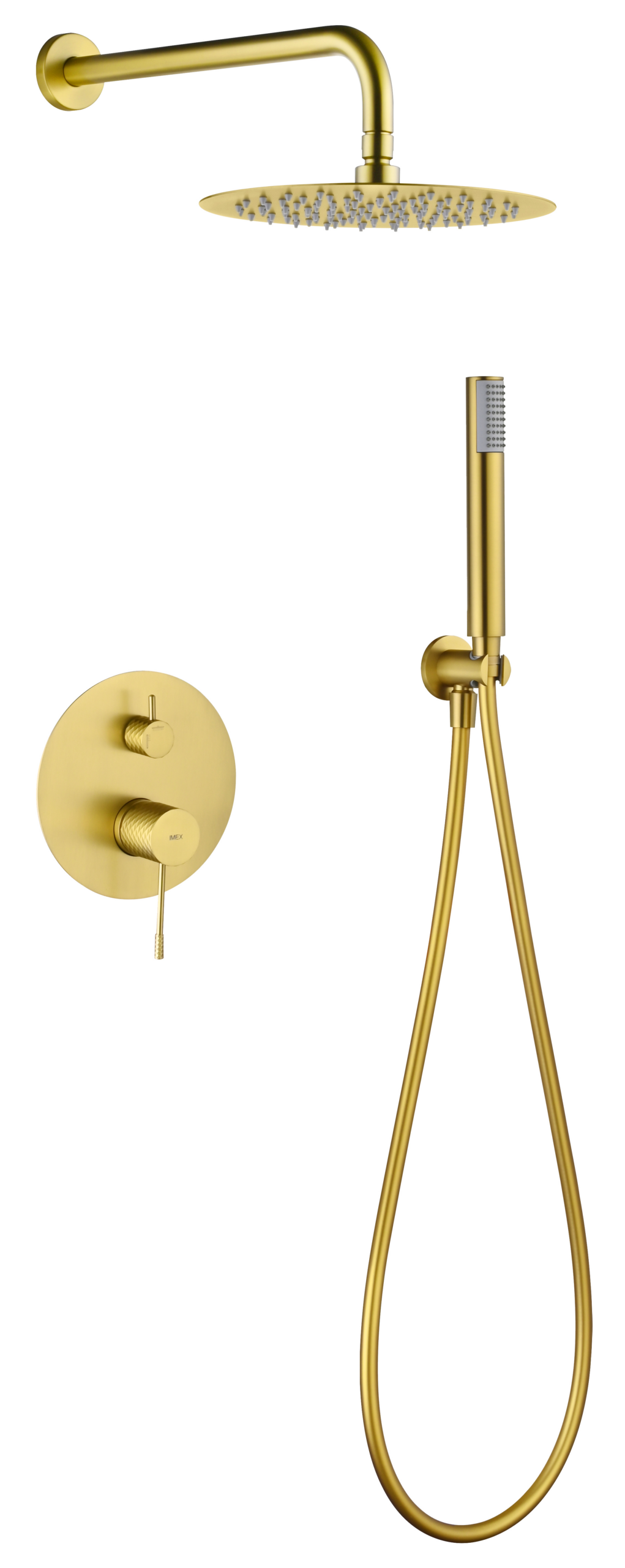 Conjunto ducha monomando empotrado genova oro cepillado [ imex® ]
