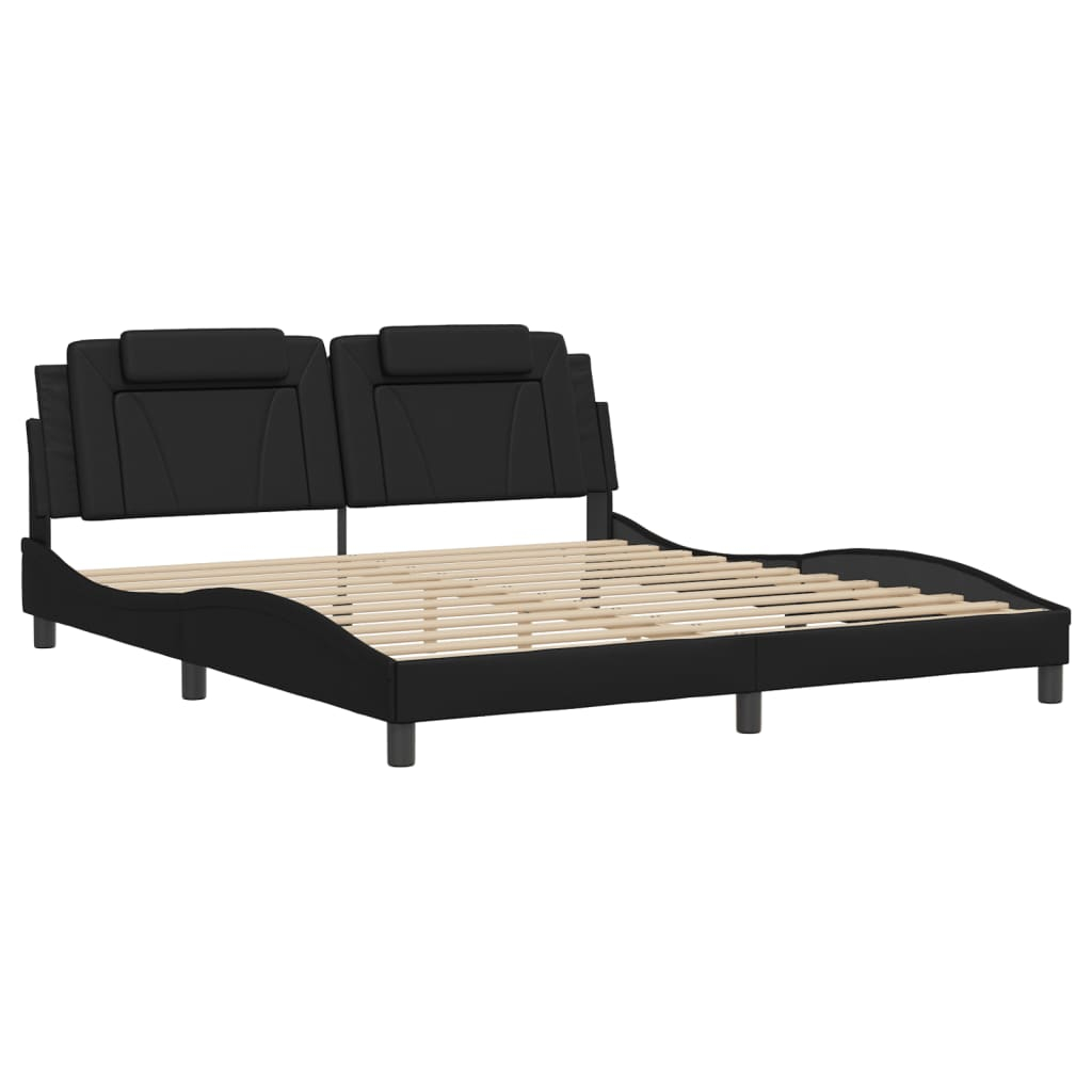 vidaXL estructura de cama viana sin colchón cuero sintético negro 180x200