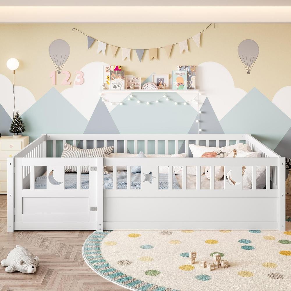 Cama infantil 140x190cm con barandillas seguridad blanco