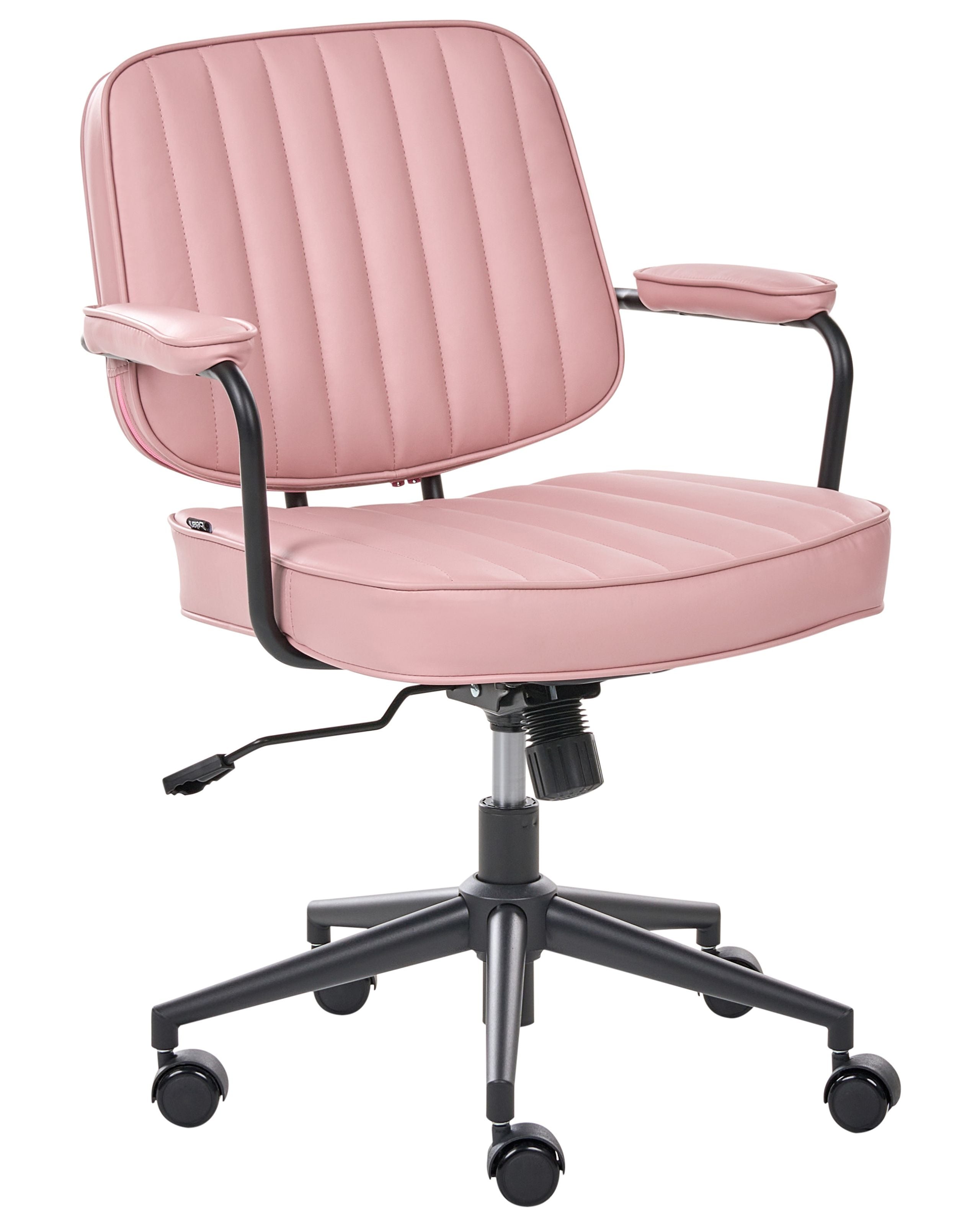 Silla de escritorio berne piel sintética rosa pastel