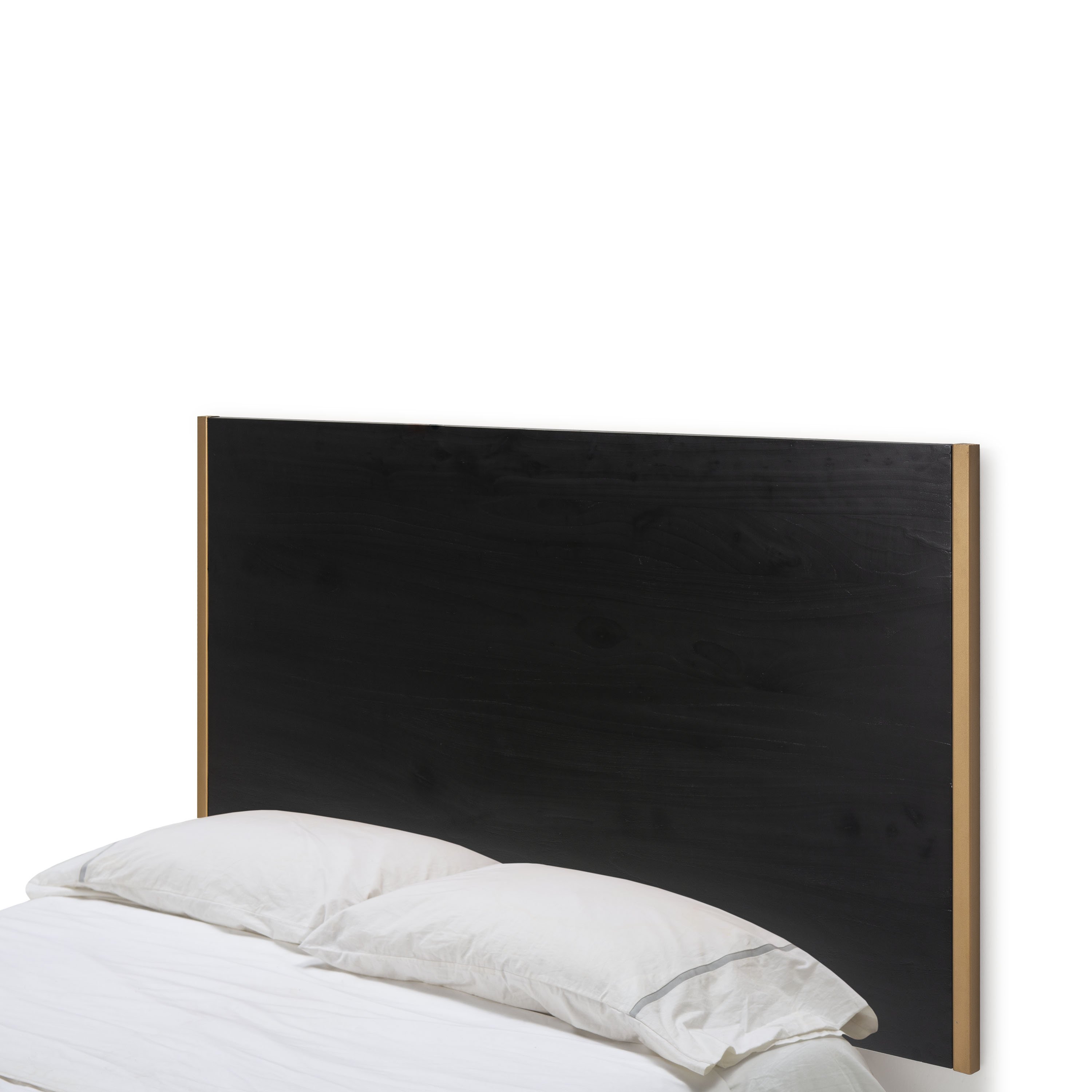 Cabecero 160x3x90 madera negro, metal dorado