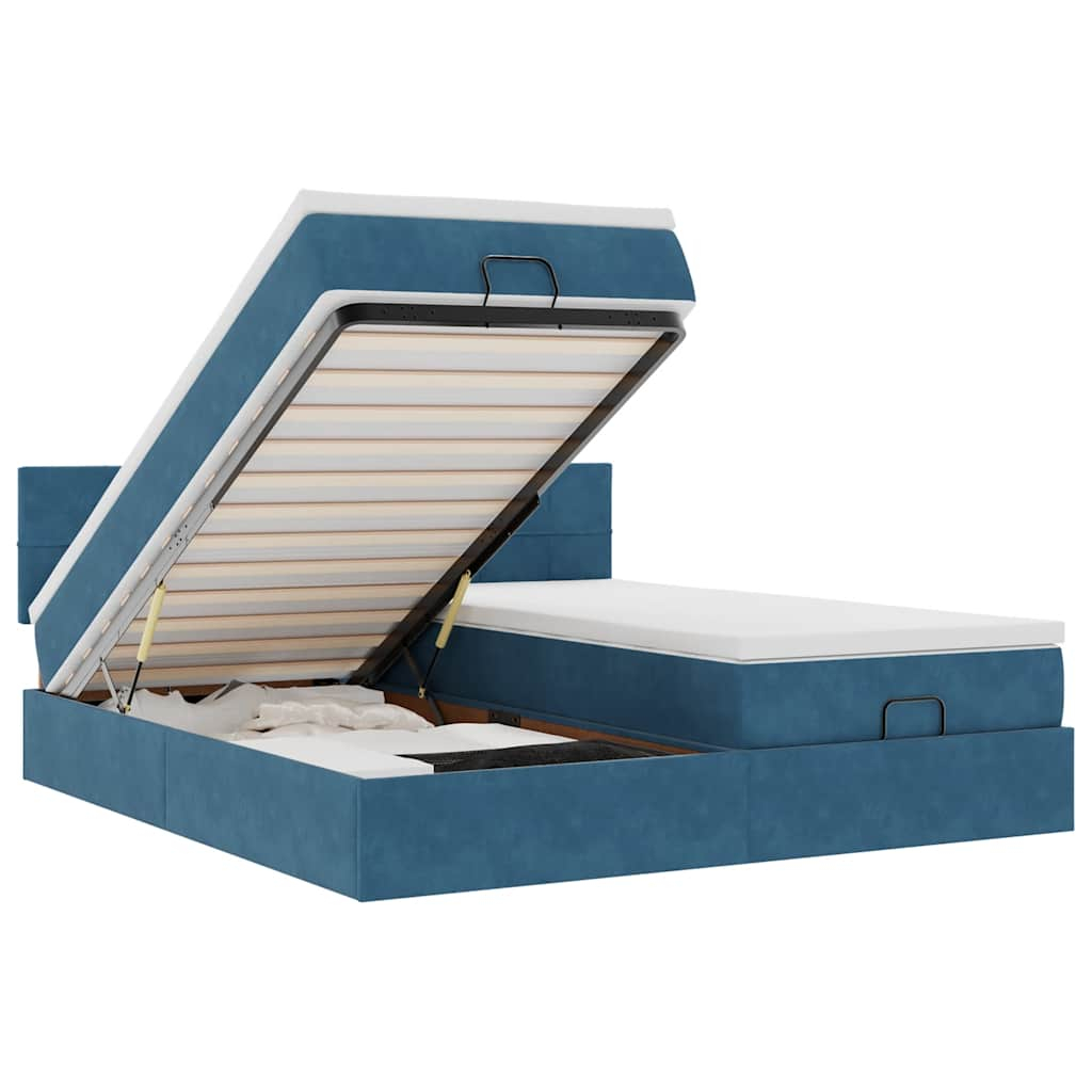 vidaXL estructura de cama otomana colchones terciopelo azul oscuro
