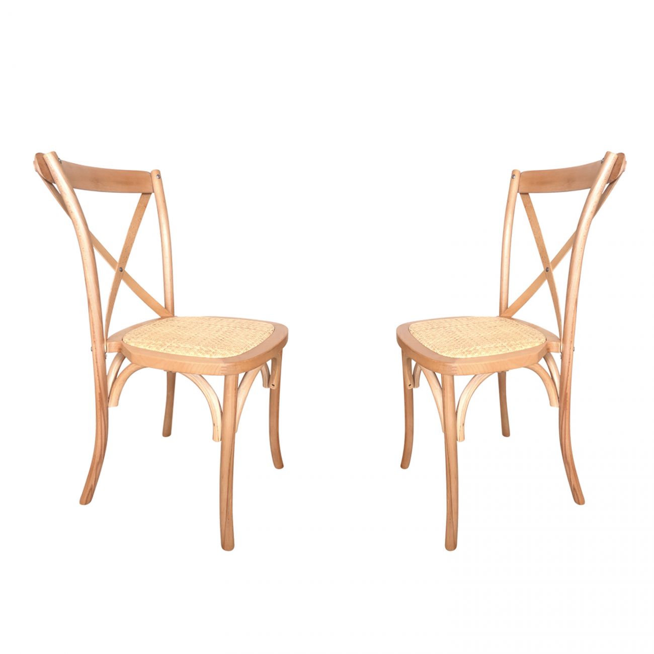 Pack 2 sillas de comedor 52x48 cm provenza rattan - claro