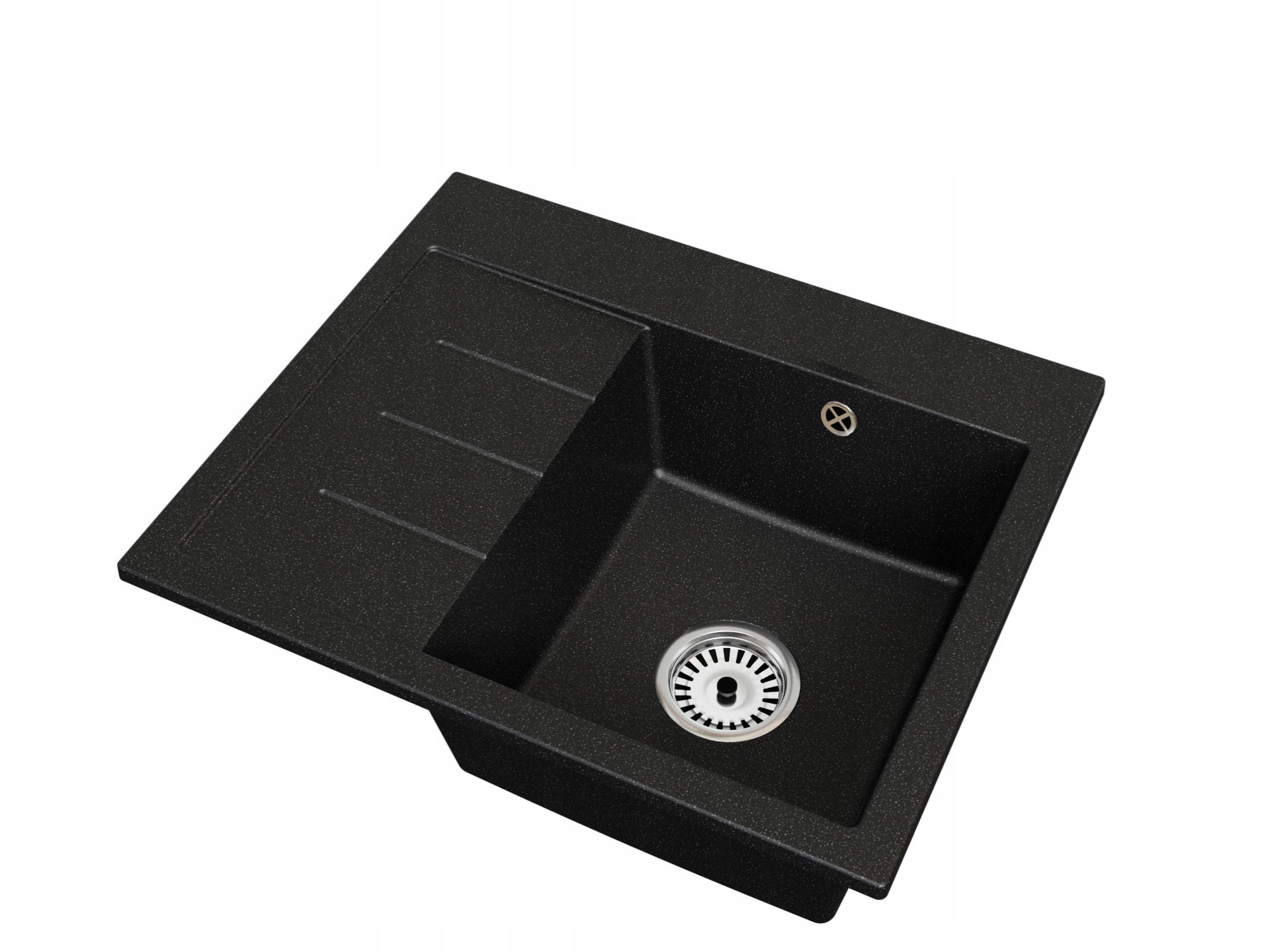 Fregadero cocina negro 60x50cm, fregadero granito 1 seno + sifón