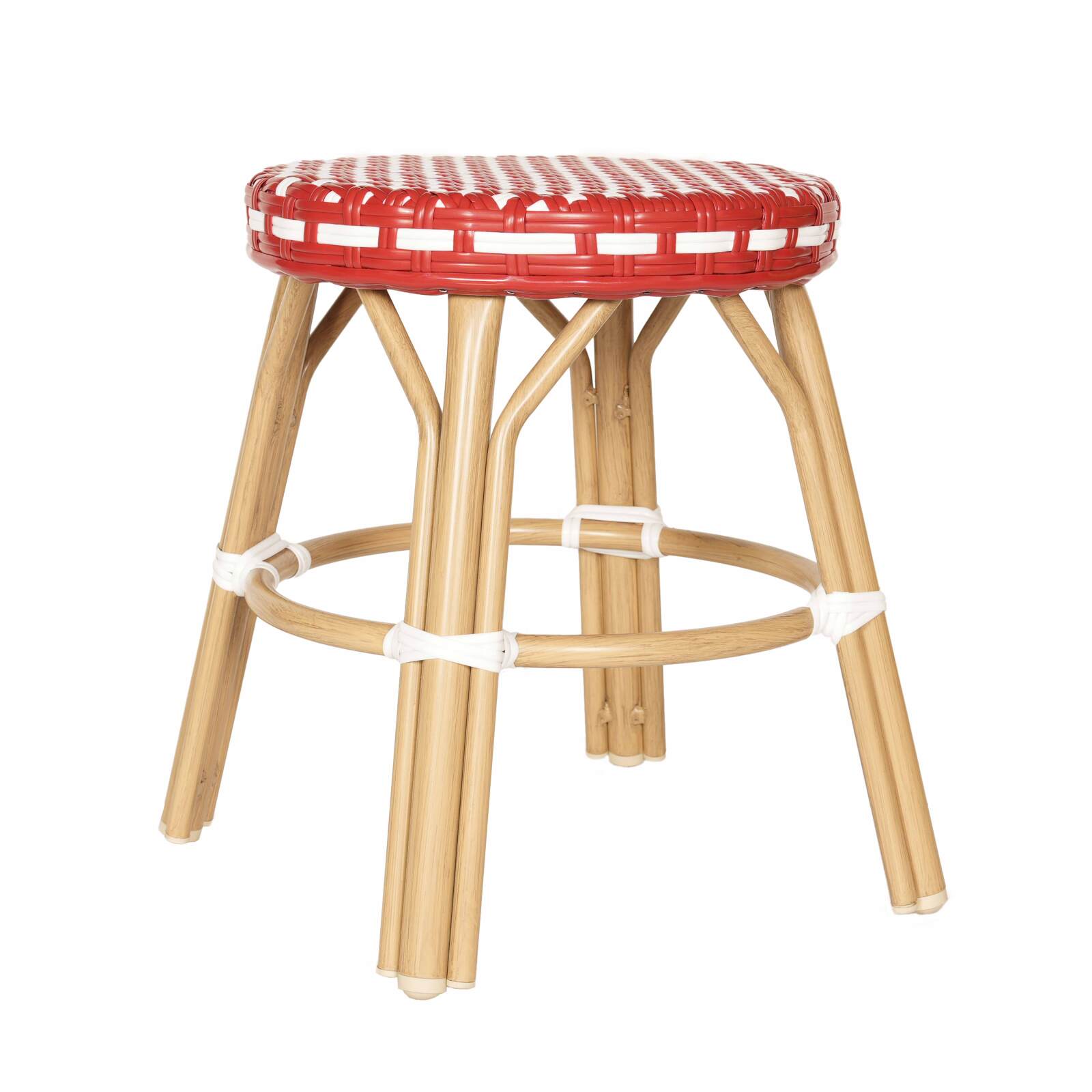 Oviala - taburete de jardín en aluminio y ratán sintético blanco y rojo
