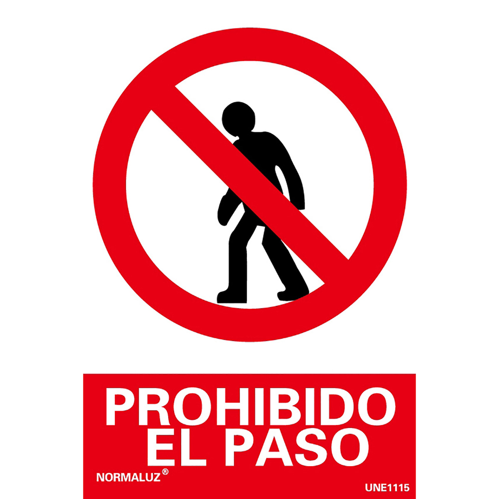 Normaluz señal luminiscente "prohibido el paso" 21x30cm rd40002