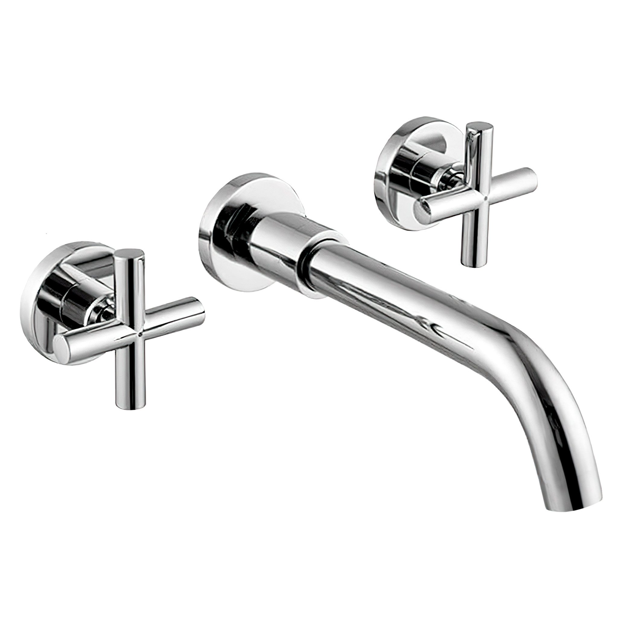 Valaz grifo de lavabo empotrado redondo bimando cromado con caño de 21cm