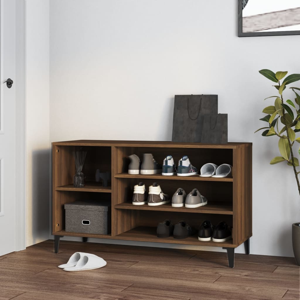 Mueble zapatero madera contrachapada roble marrón 102x36x60 cm esxt2183