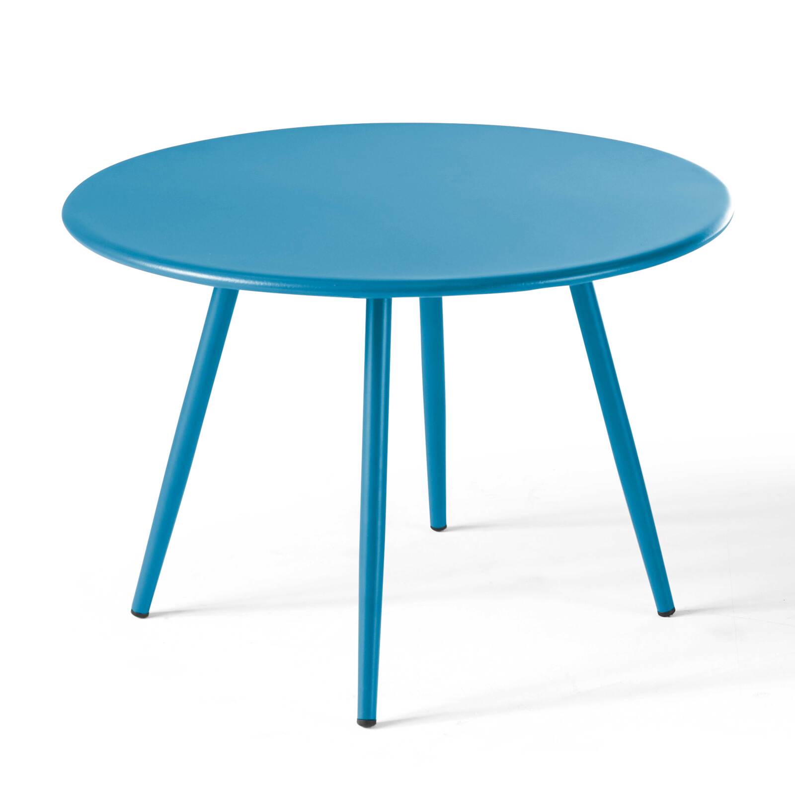 Oviala - mesa de jardín redonda de metal azul pacífico 40 cm