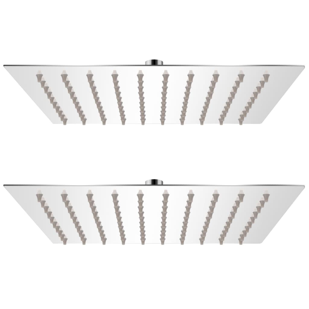 vidaXL cabezal de ducha efecto lluvia 2 pzs acero inoxidable 20x20 cm