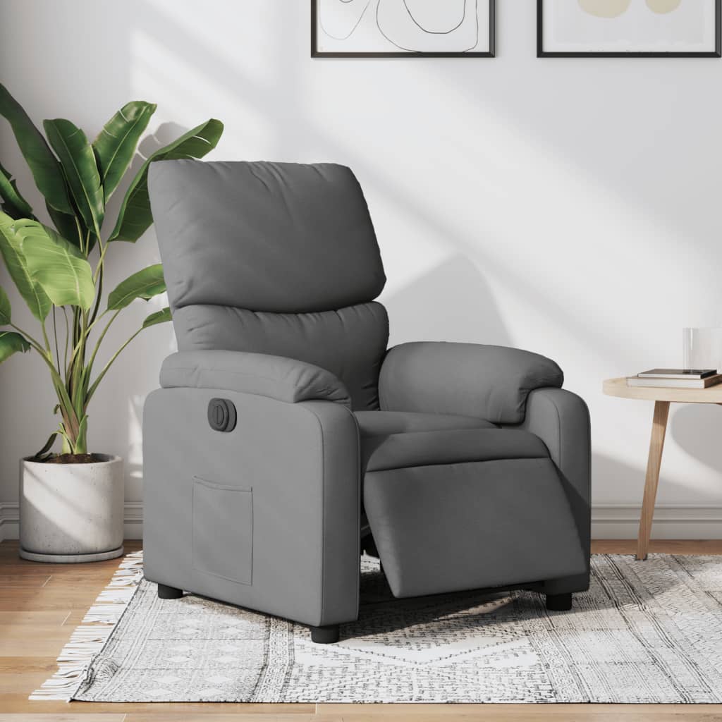 Sillón reclinable eléctrico de tela gris oscuro qweo8383