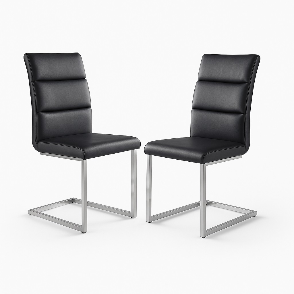 Momma Home set de 2 sillas de comedor milo en polipiel negro