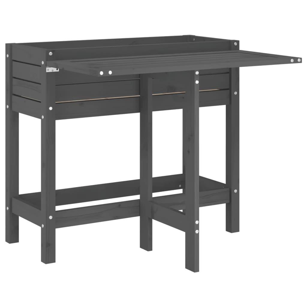 vidaXL jardinera con tapa plegable madera maciza de pino gris