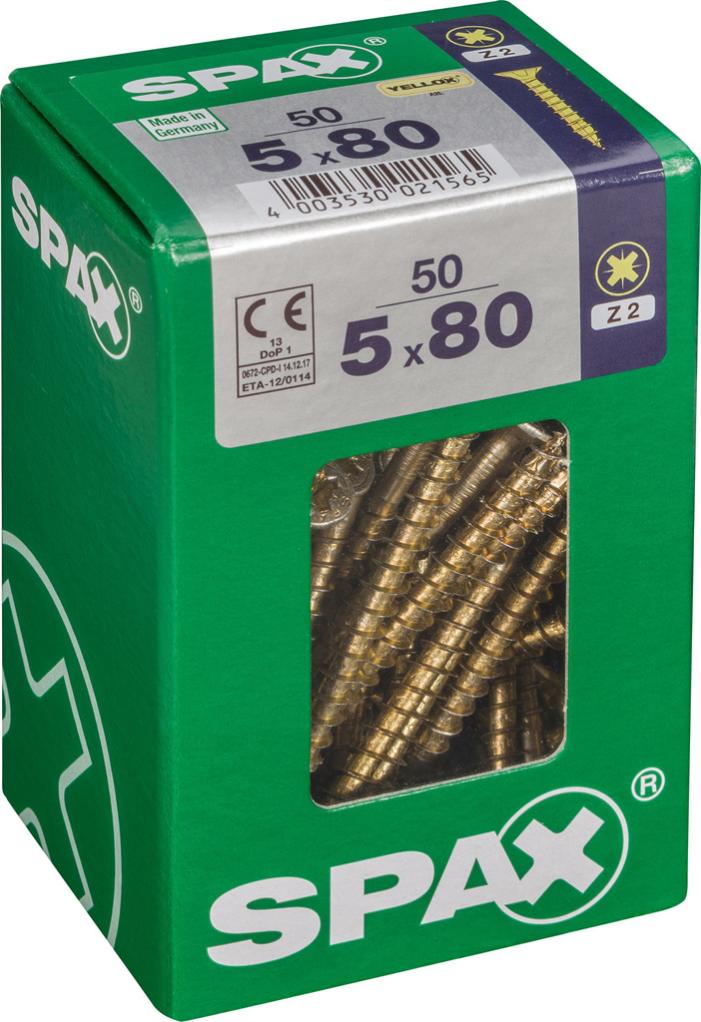 Caja 50 unid. Tornillo madera cabeza plana yellox 5,0x80mm