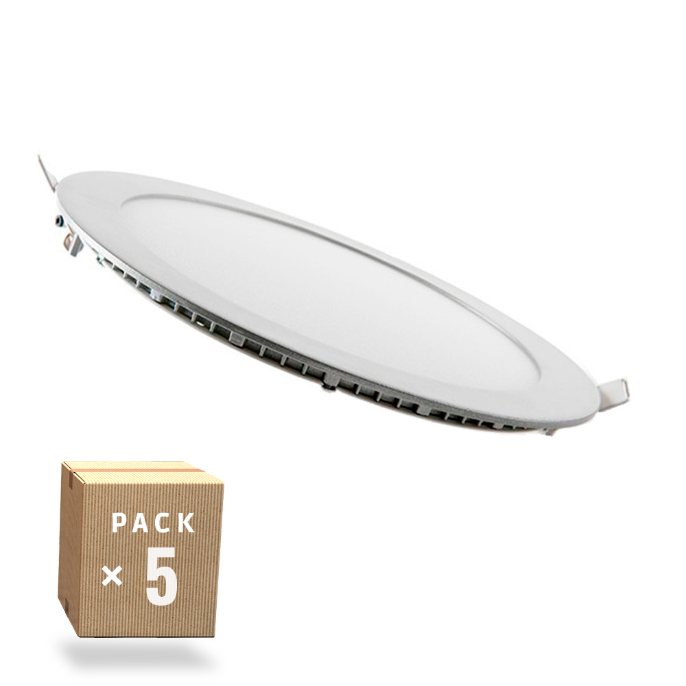 Pack 5 placas LED 20w 2000lm 4200ºk circular 40.000h [pe-1011p5-w]