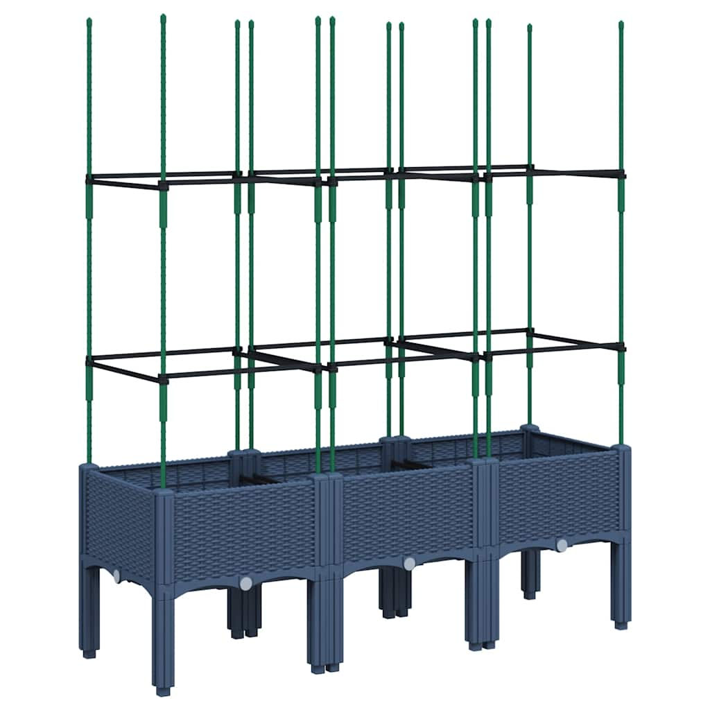 vidaXL jardinera con enrejado pp azul gris 120x40x142,5 cm