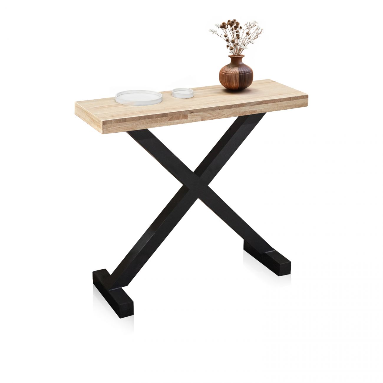 Mueble de recibidor consola 90x30 cm xeon roble salvaje - negro