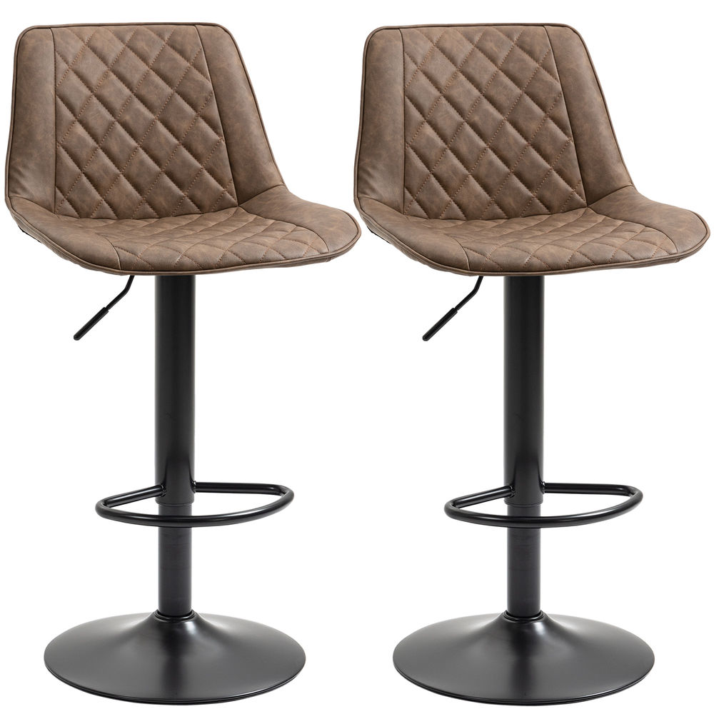 Taburetes de bar 46.5x51x106 cm pu, acero, espuma color marrón Homcom