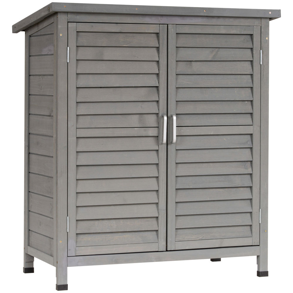 Caseta de jardín 87x46.5x96.5 cm madera de abeto color gris Outsunny