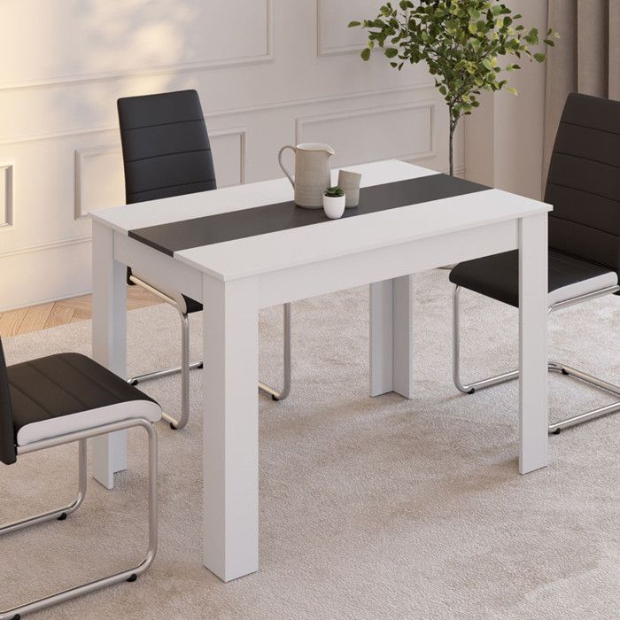 Mesa de comedor rectangular blanco gris - 110 cm