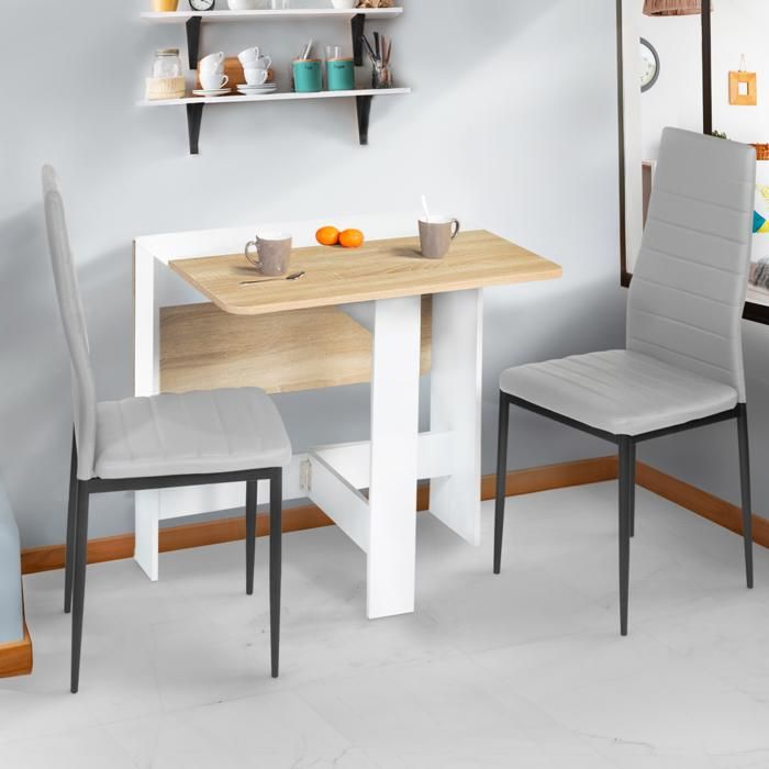 Mesa consola plegable edi blanca y haya 103x76 cm