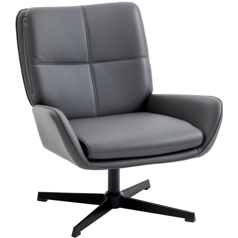 Sillón giratorio 70x80x82 cm pu color gris Homcom, hogar - sofás y butacas