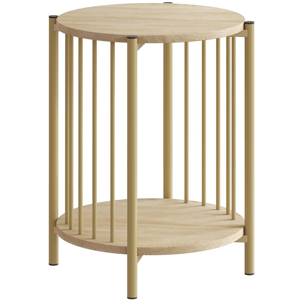 Mesa auxiliar 41x41x49 cm mdf, acero color marrón Homcom