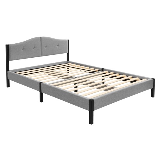Estructura cama tapizada doble 140 x 200 cm cabecero y somier gris