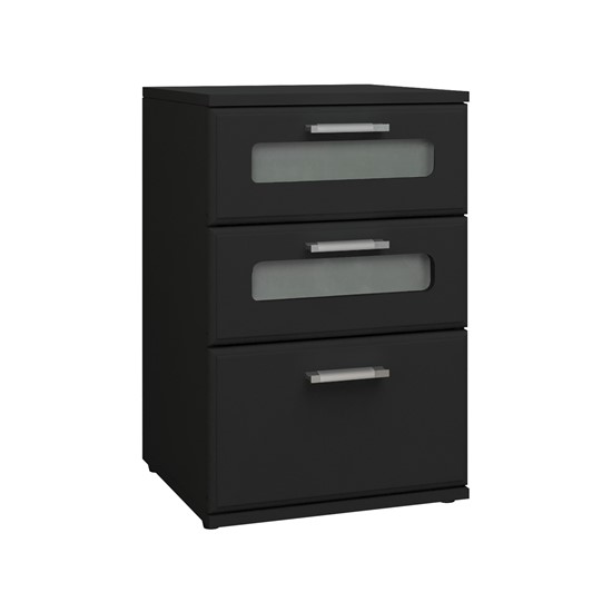 Mesita de noche con 3x cajones 40 x 60 x 38 cm negro ml-design