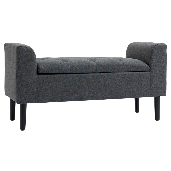 Banco con almacenaje tapizado gris oscuro 2 plazas 116 cm