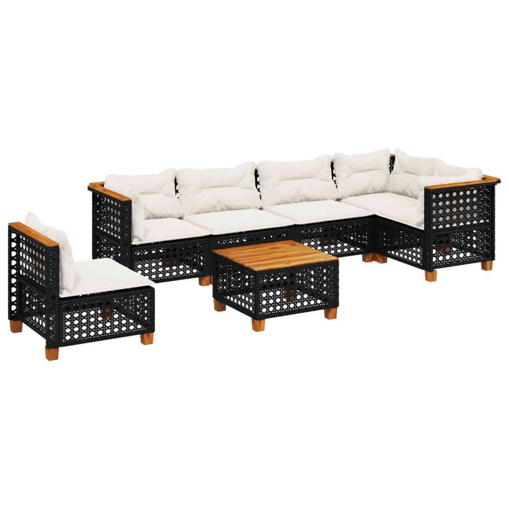 vidaXL set de sofás de jardín 7 pzas con cojines ratán sintético negro