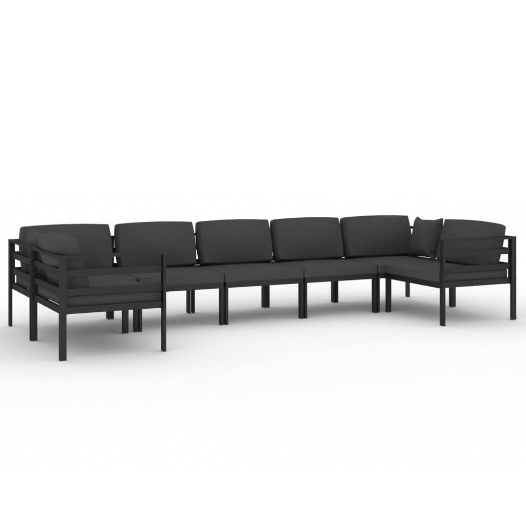 vidaXL set muebles de jardín 7 pzas y cojines aluminio gris antracita