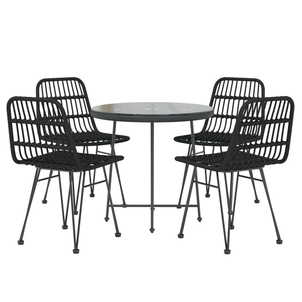 vidaXL juego de comedor de jardín 5 piezas ratán sintético negro