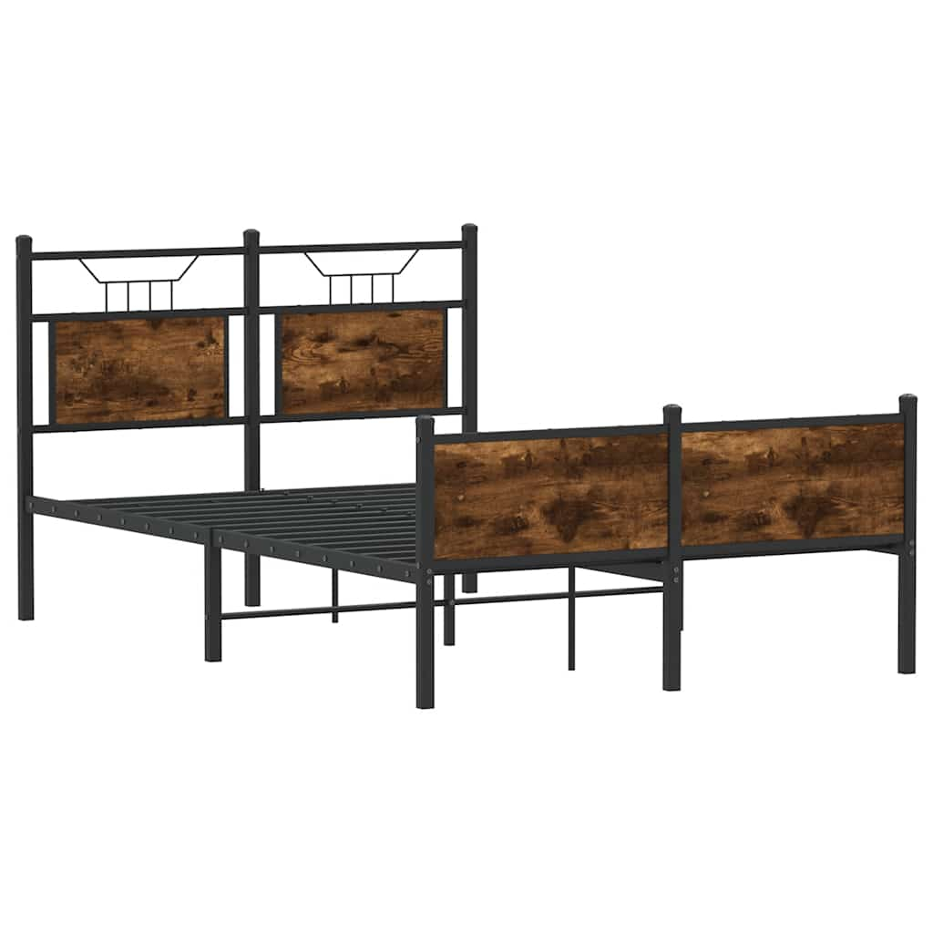 vidaXL estructura de cama sin colchón madera roble ahumado 120x190 cm