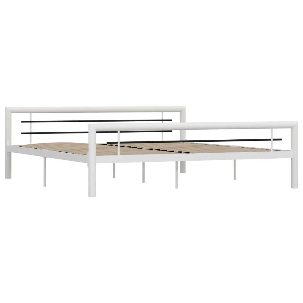 vidaXL estructura de cama sin colchón metal blanco y negro 180x200 cm