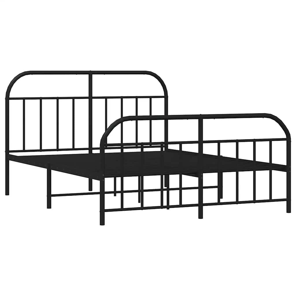 vidaXL estructura cama sin colchón con estribo metal negro 135x190 cm