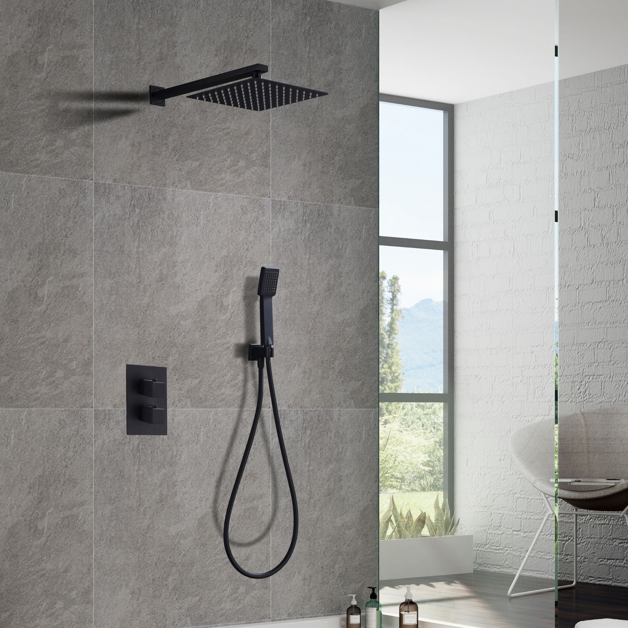 Imex - columna ducha empotrada termostática negro serie cies