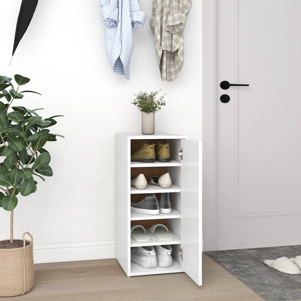 Mueble zapatero de aglomerado blanco 32x35x70 cm