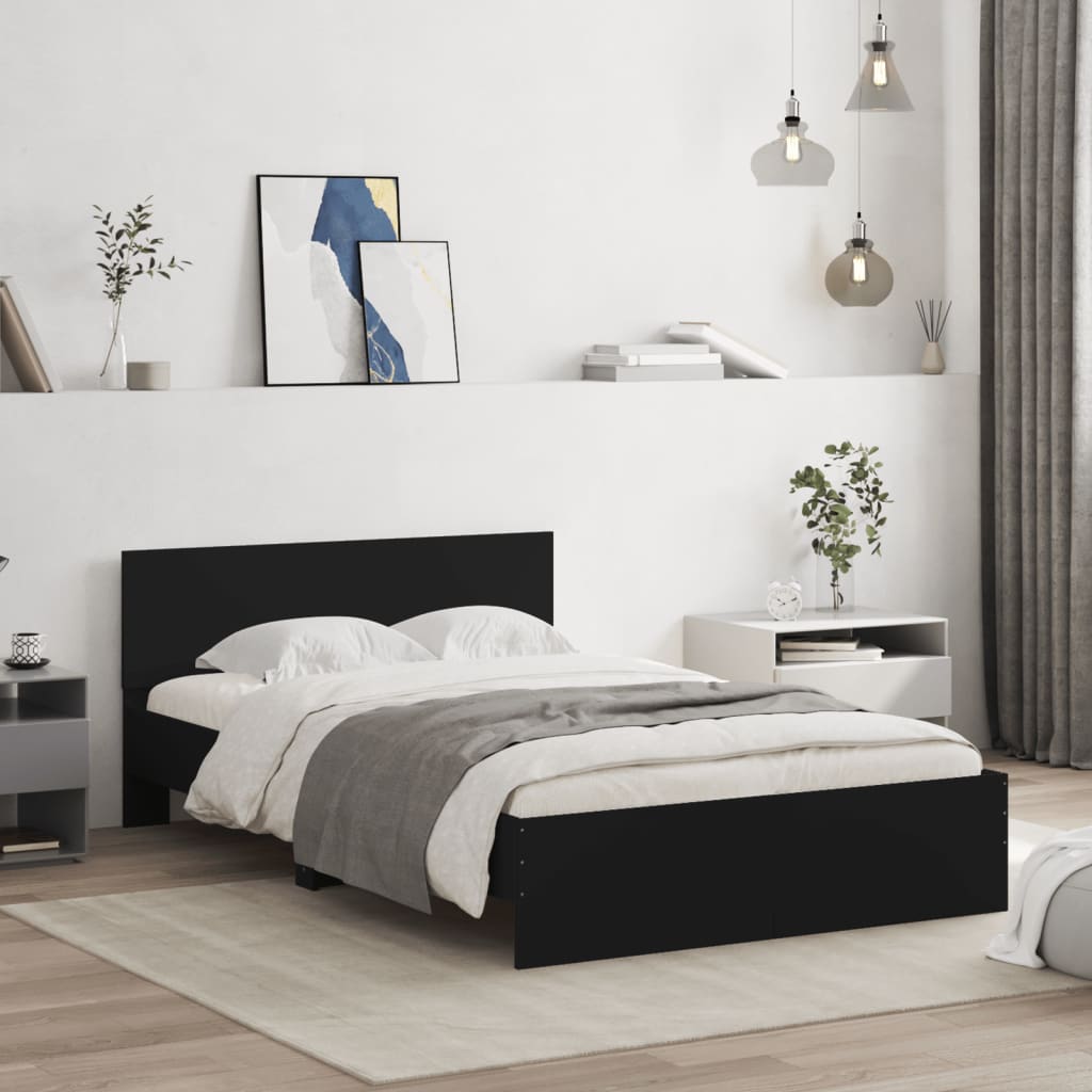 Cama con cabecero negro 120x190 cm