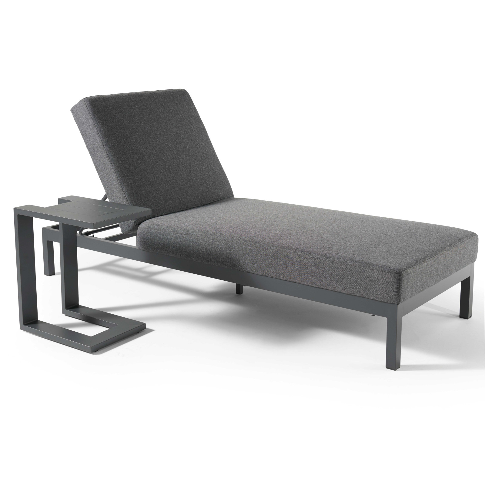 Oviala - conjunto de tumbonas con mesa auxiliar de aluminio gris