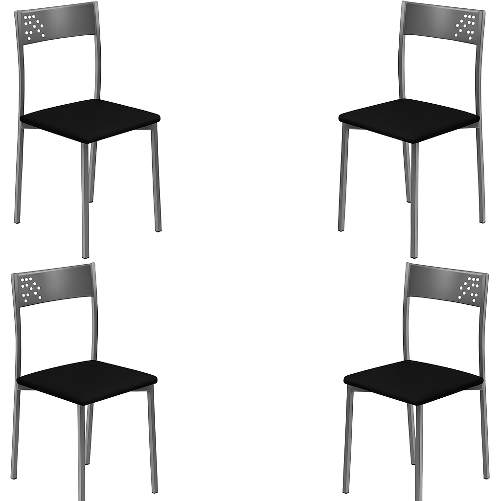 Momma Home set de 4 sillas de cocina tabarca en polipiel negro