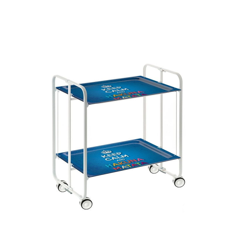 Carrito auxiliar con ruedas bauhaus armazón metálico blanco, 2 bandejas