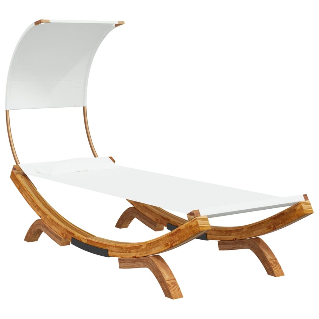 vidaXL tumbona con dosel madera maciza curvada crema 100x200x126 cm