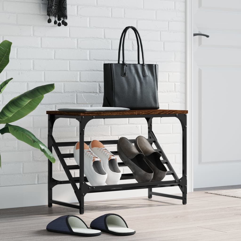 Mueble zapatero madera de ingeniería marrón roble 60x30x45 cm